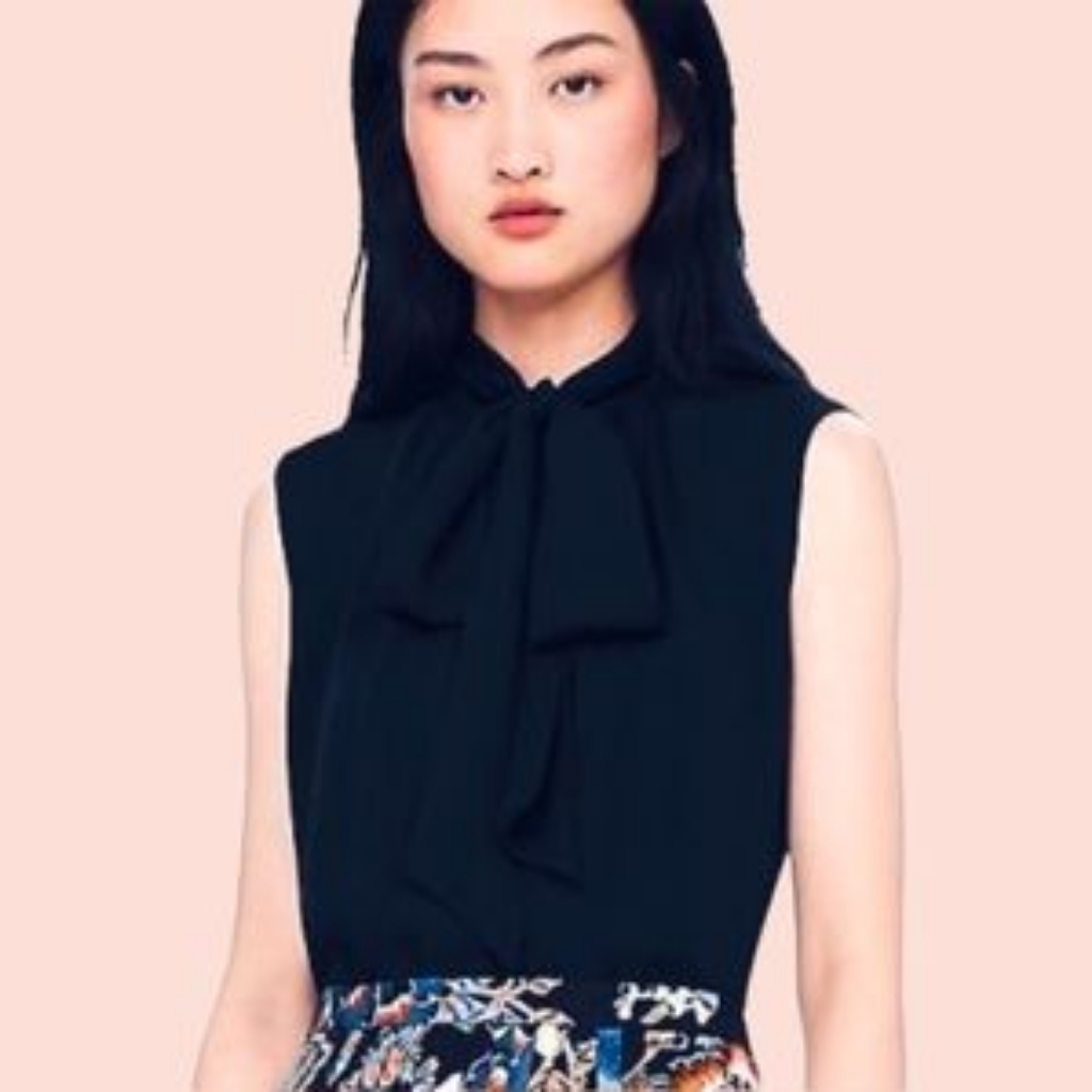 Tory Burch Sleeveless Bow Blouse 10 Nwt Navy